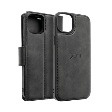 iPhone 14 Pro Magnetic Flip Wallet Case Cover with Drop-Resistant PU Leather, Multiple Card Holder Slots & Secure Front Screen Cover- Black